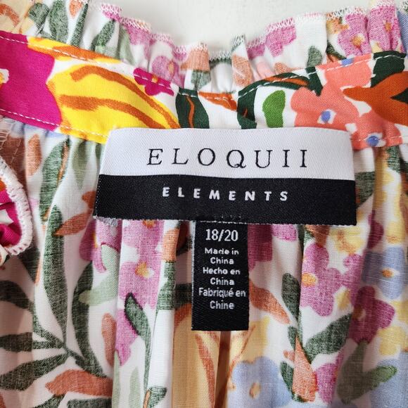 ELOQUII Elements Women's 18/20 Plus Size Tiered Floral Print Easy Dress - Picture 8 of 10